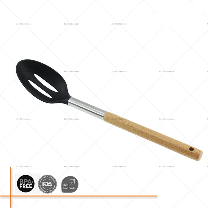 D00006 - Nylon Slotted Spoon with Beech Wood Handle | Kai Kitchenlife
