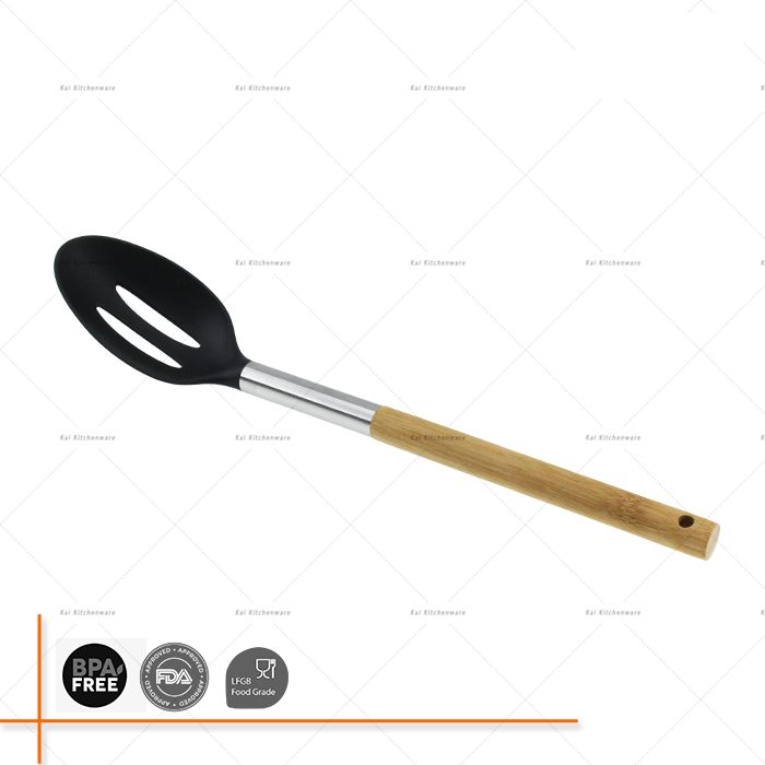 D00014 - Nylon Slotted Spoon with Bamboo Handle | Kai Kitchenlife