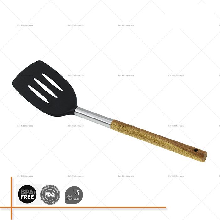 D00022 - Nylon Slotted Turner with Acacia Wood Handle | Kai Kitchenlife