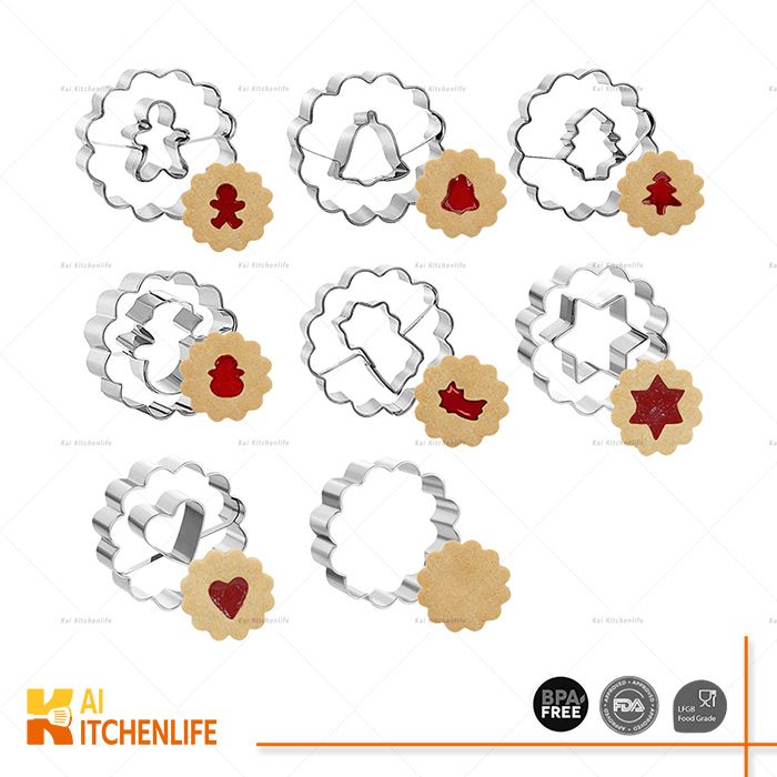 D00478 - Christmas Sandwich Cookie Cutter Set 8Pcs | Kai Kitchenlife